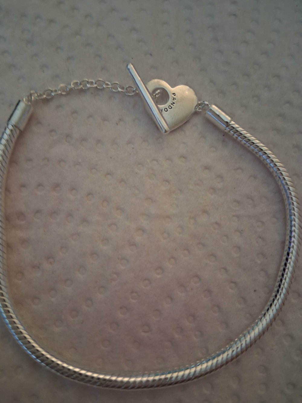 Pandora Silver Heart Toggle Snake Chain Bracelet